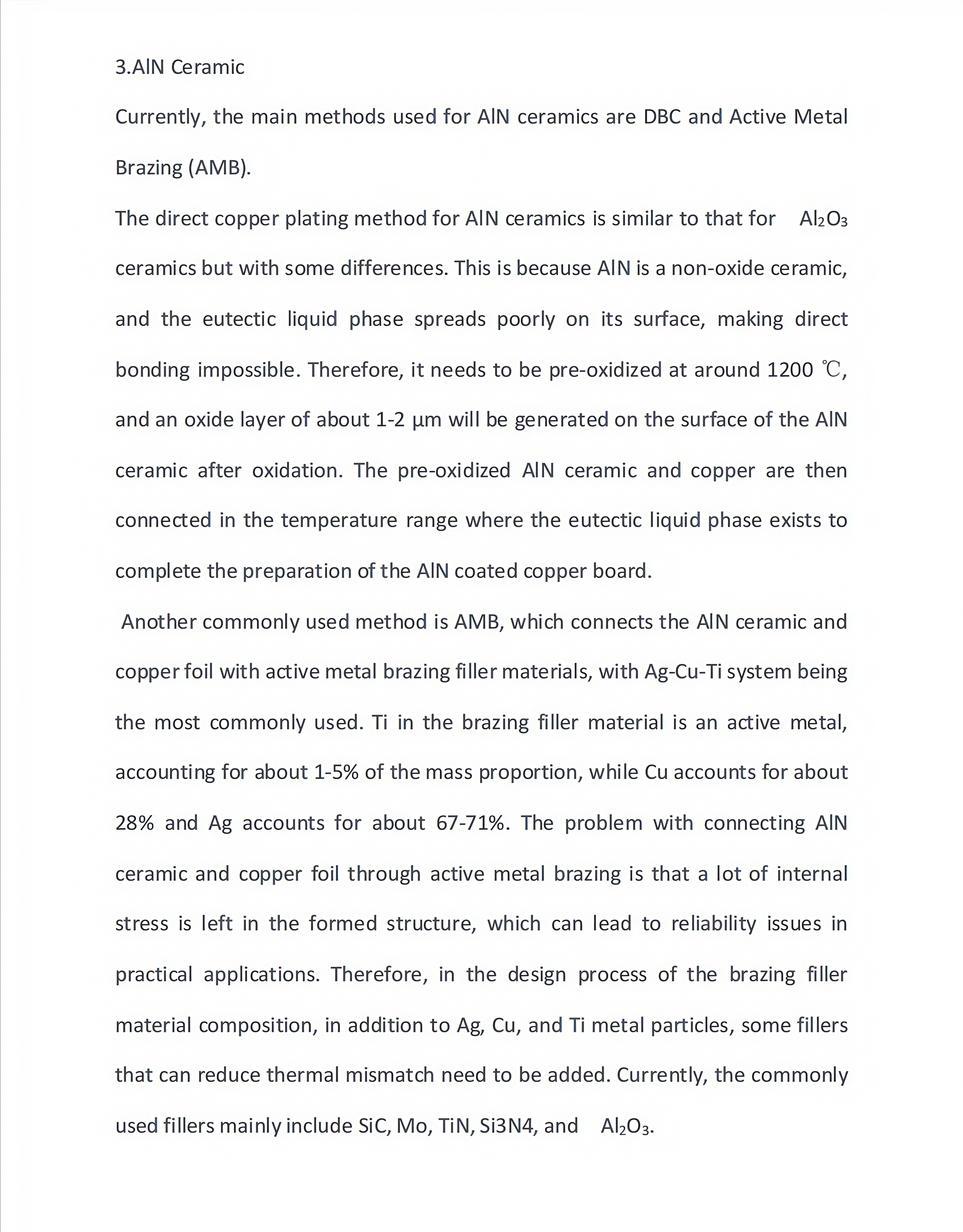 Metallization Processes for Different Ceramic Materials